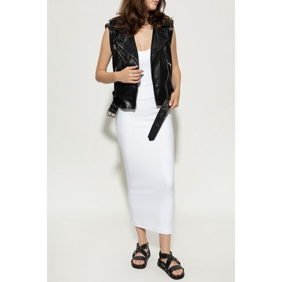 NWOT AllSaints Maki Optic White Stretch Midi Dress Size 4 - Picture 1 of 4